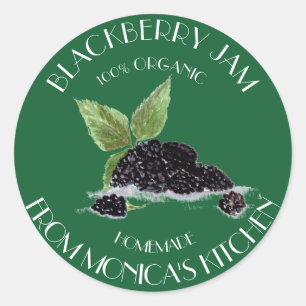Blackberry Jam Blackberries Watercolor berries Cl Classic Round Sticker
