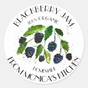 Blackberry Jam Blackberries Watercolor berries Classic Round Sticker