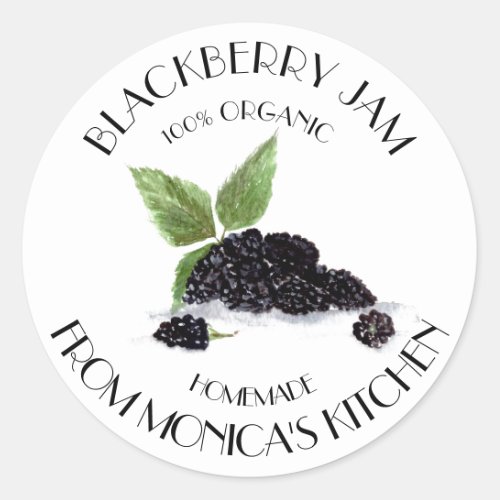 Blackberry Jam Blackberries Watercolor berries Classic Round Sticker