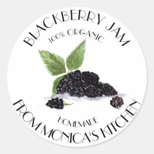 Blackberry Jam Blackberries Watercolor berries Classic Round Sticker