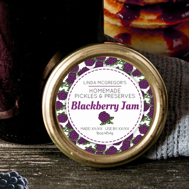 Blackberry jam cute drawing red round food label (Creator Uploaded)