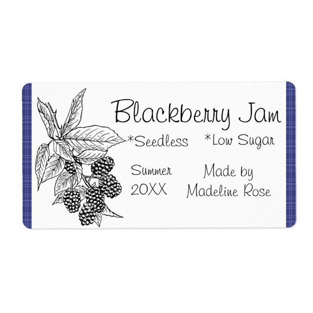 Blackberry Jam Jar Label (Custom) (Front)