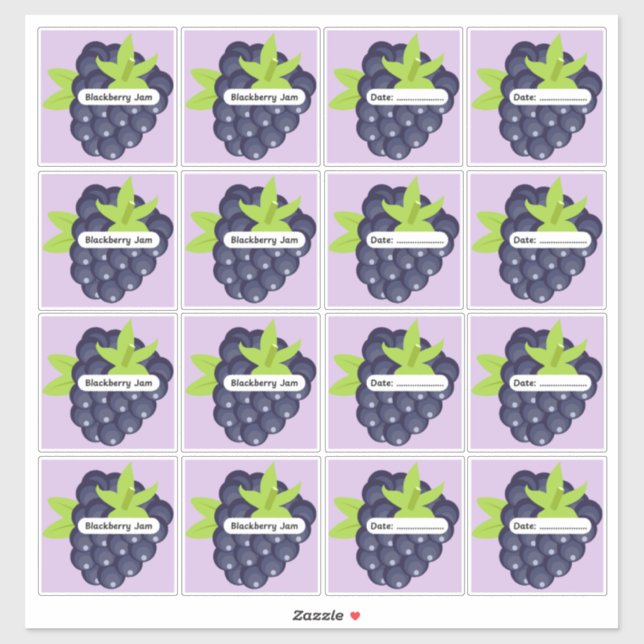 Blackberry Jam Labels Custom Vinyl Sticker Sheet (Sheet)