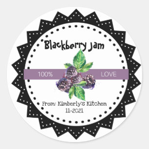 Blackberry Jam Made With Love Rustic Modern Purple Classic Round Sticker
