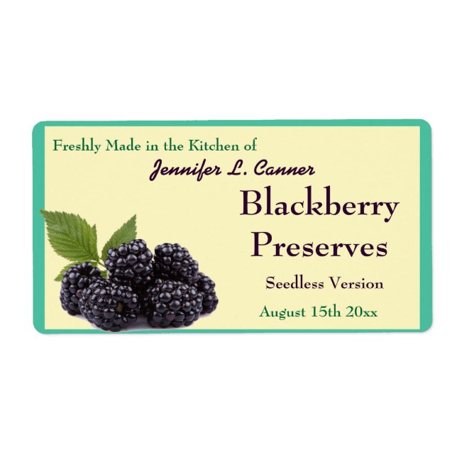 Blackberry Jam or Preserves Fruit Canning Jar Label (Front)