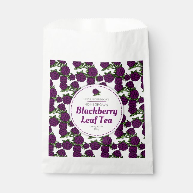 Blackberry leaf tea favor bag (Front)