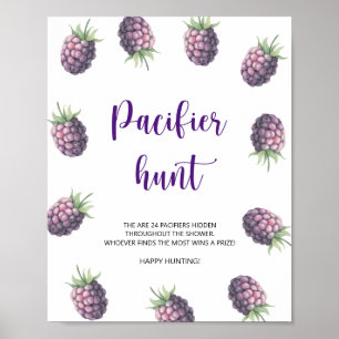 Blackberry - pacifier hunt baby shower game poster