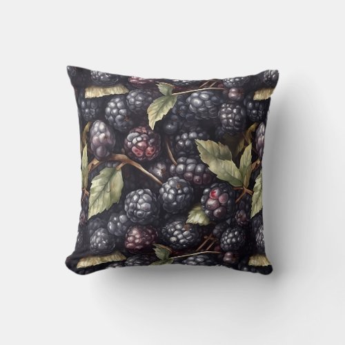 Blackberry Pattern Throw Pillow