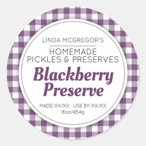 Blackberry Preserve dark purple jam jar food Classic Round Sticker