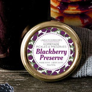 Blackberry preserve red round jam jar food label