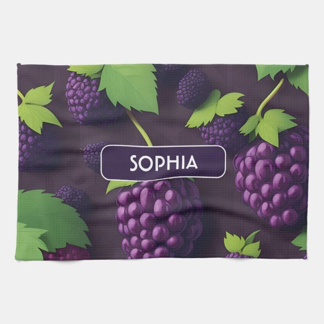 Blackberry Retro Colorful Personalized Pattern Kitchen Towel (Horizontal)