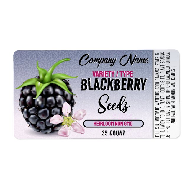 Blackberry Seed Package Label (Front)