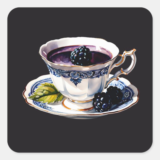 Blackberry Teacup  Square Sticker (Front)