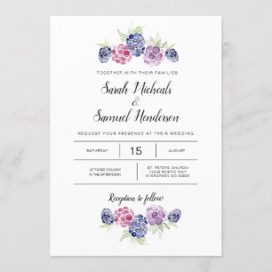 Blackberry Wedding Watercolor Berries Invitation