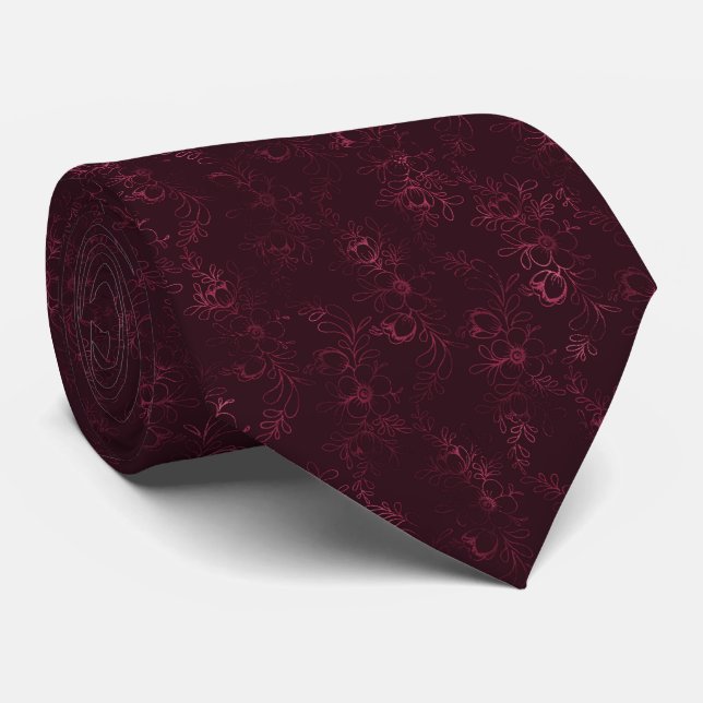 Blackberry Wine Pattern  Neck Tie (Rolled)