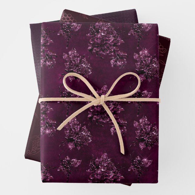 Blackberry Wine Pattern  Wrapping Paper Sheets (In situ)