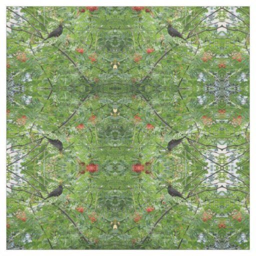 Blackbird and Berries Patterned Craft Fabric