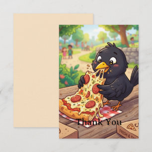 Blackbird Crow Raven Eating Pizza Personalize Thank You Card