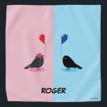 Blackbird Finding Your Other Half Bandana<br><div class="desc">This cute and sweet illustration shows two blackbirds bird, Ludovico and Viola, holding half-heart balloons and running towards each other. The balloons are in red and blue color. Ideal design of your valentine's gift for your boyfriend or girlfriend, husband or wife or your crush. Let's be romantic and expressive this...</div>