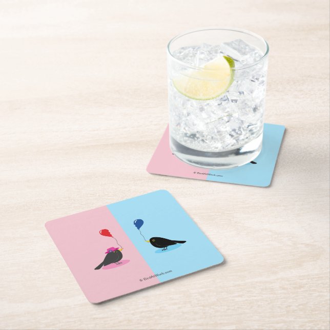 Blackbird Finding Your Other Half Square Paper Coaster (Insitu)