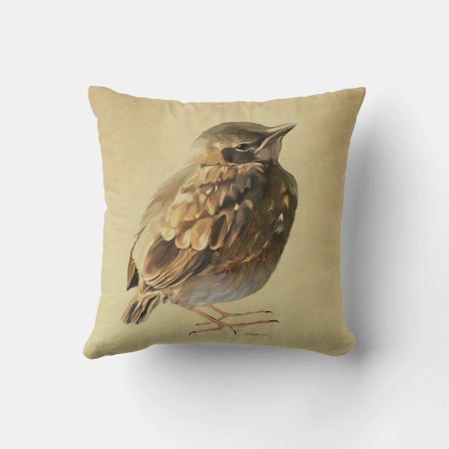 Blackbird Fledgling Throw Pillow (Back)