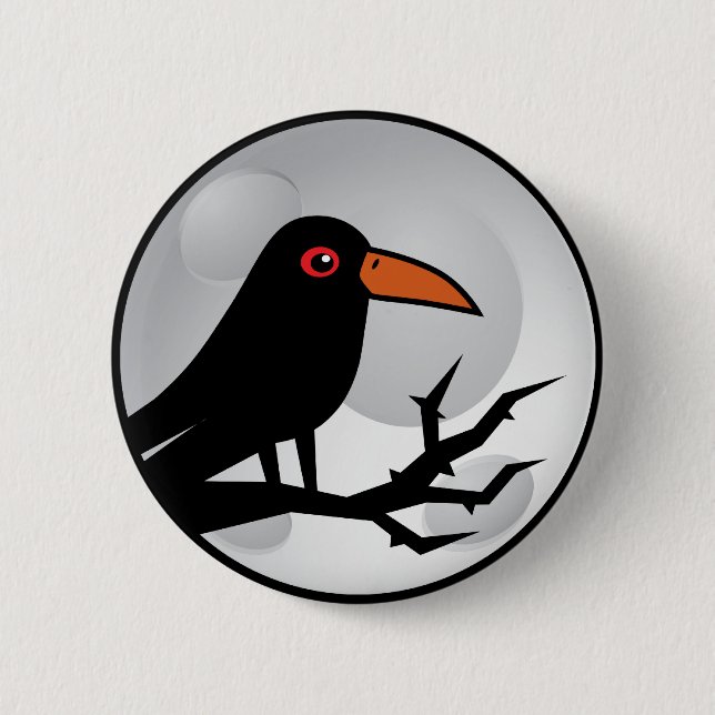 Blackbird Goth Raven/Crow Pinback Button (Front)