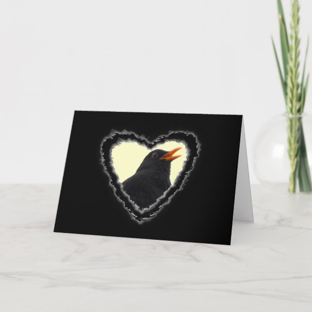Blackbird Heart Valentine Romance Love Card (Front)