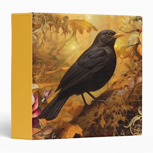 Blackbird in Autumn 3 Ring Binder