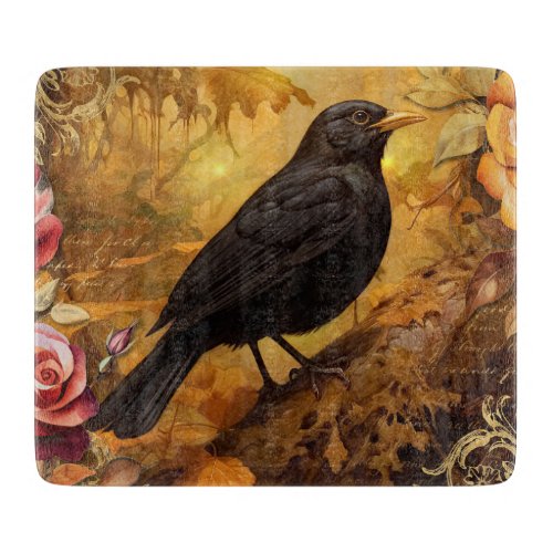 Blackbird in Autumn Cutting Board