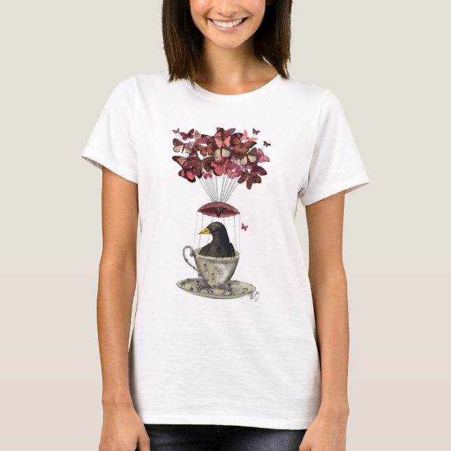 Blackbird In Teacup T-Shirt (Front)