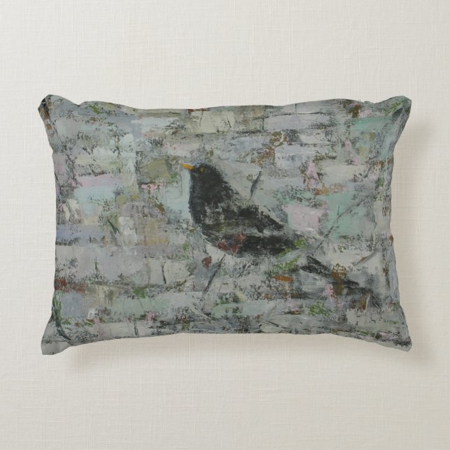 Blackbird in Tree Accent Pillow (Front)
