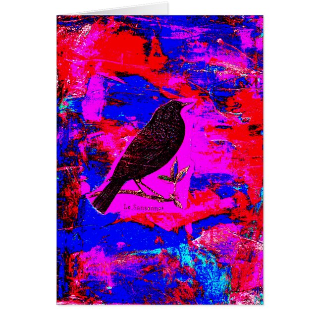 Blackbird Mixed Media Digital Art Cards (Front)
