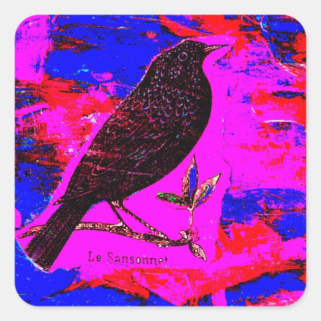 Blackbird Mixed Media Digital Art Square Sticker (Front)