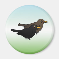 Blackbird Pair Round Magnet