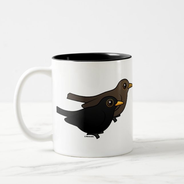 Blackbird Pair Two-Tone Coffee Mug (Left)