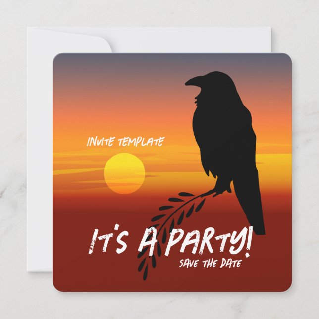 Blackbird Party Sunset Raven Invitation (Front)