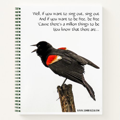 Blackbird sings in the light of day notebook