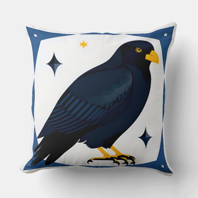 Blackbird Stylized Illustration Throw Pillow (Front)