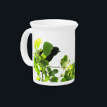 Blackbirds Beverage Pitcher<br><div class="desc">This white porcelain pitcher features a red-winged blackbird on a branch way up in an aspen tree. He is peeking out from behind the golden green leaves. The image is repeated on the right and left sides.</div>