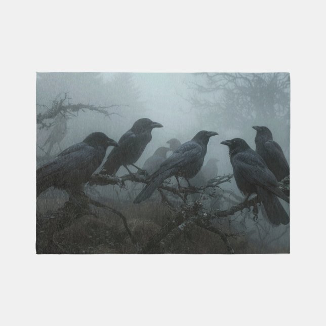 BlackBirds Murder Crows, Ravens Patio Outdoor Rug (Front)