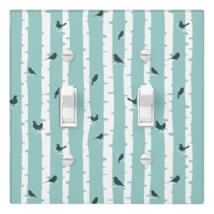Blackbirds on White Birch Tree Design Light Switch Cover