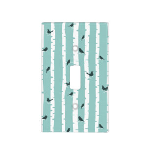 Blackbirds on White Birch Tree Design Light Switch Cover