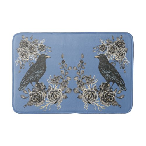 Blackbirds Raven or Crow With Roses Bath Mat