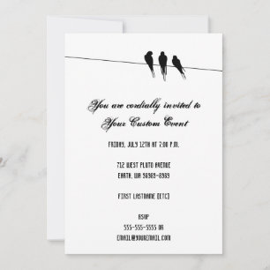 Blackbirds Silhouette on Wire Invitation