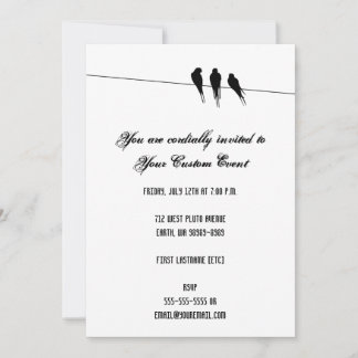Blackbirds Silhouette on Wire Invitation