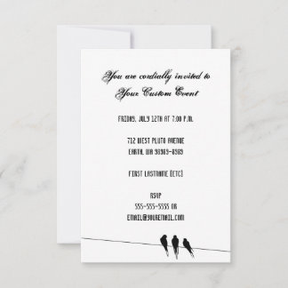 Blackbirds Silhouette on Wire Invitation