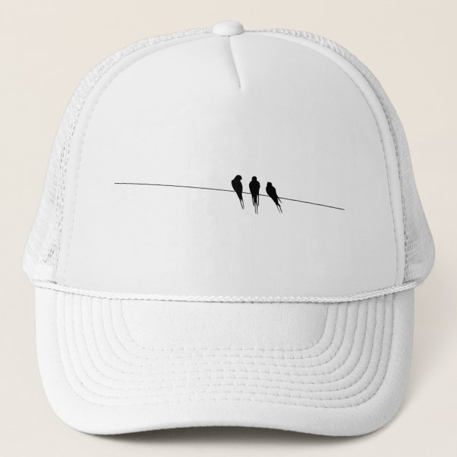 Blackbirds Silhouette on Wire Trucker Hat (Front)