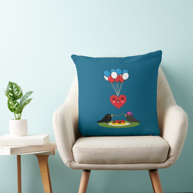 Blackbird's Spaghetti Meatballs Valentine's Date Throw Pillow (Chair)