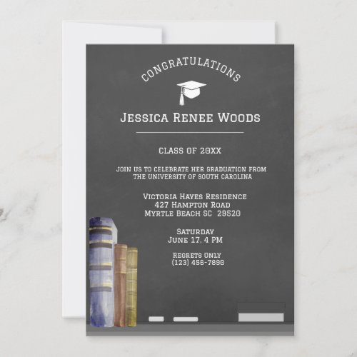 Blackboard Books Teacher Graduation Invitation