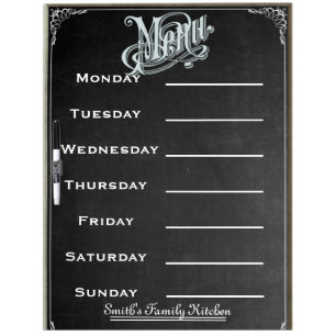 Blackboard Chalkboard Weekly Family Dinner Menu